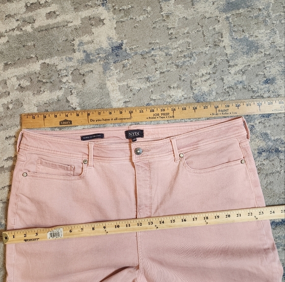 NYDJ Marilyn Straight Pink Cuffed Cropped Stretch Denim Pants Women's size 20W - Picture 2 of 16